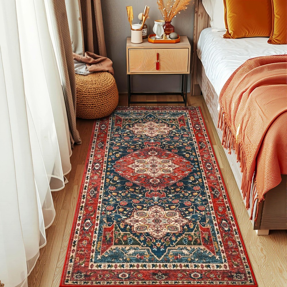 2×6 Rug Runners for Hallways, Non Slip 2′ x 6′ (Runner), Orange-red
