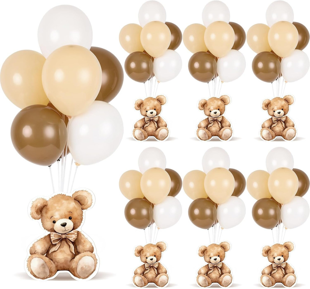 6 Sets Balloon Stand Kit for Table Bear Baby Shower Centerpieces with Balloon Ba