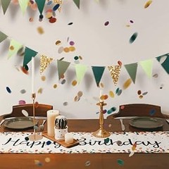 Happy Birthday Table Runner 72 Inches, White | Birthday Centerpieces, Polka Dots