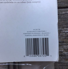 Martha Stewart Crafts Silver and White Pom Poms (10 total) New in Package
