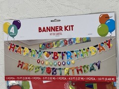 Amscan Happy Birthday Rainbow Banner Kit Set of 4 Colorful Party Decor New