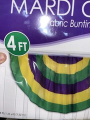 Mardi Gras Fabric 4-foot Bunting w/Grommets 48″ Mardi Gras Decorations Supplies