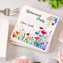 Custom Wildflower Retirement Napkins Personalized Floral Party SATTNA0701