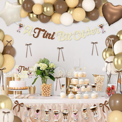 A Tini Bit Older Birthday Decorations, Gold Brown Glitter Tiny Bit Older Banner