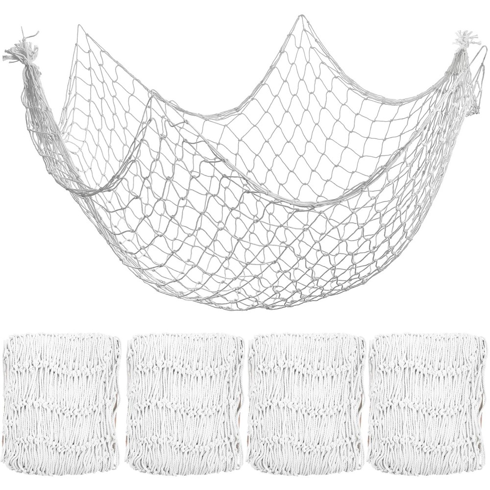4 Pack Fish Net Decorative 80 x 40 Inch, Natural Cotton Fishing Net Wall Hang…