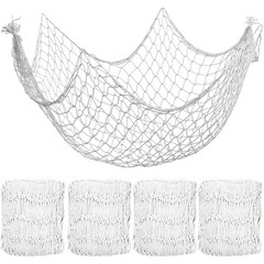 4 Pack Fish Net Decorative 80 x 40 Inch, Natural Cotton Fishing Net Wall Hang…