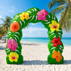 8.2 Ft Tropical Hawaiian Inflatable Arch Summer Luau Party Decoration Monstera L