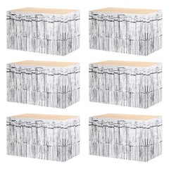 6 Pcs 29×108 Inch Silver Metallic Foil Fringe Tinsel Table Skirts