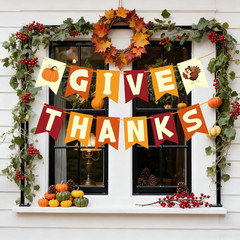Thanksgiving Decorations – GIVE THANKS Banner, Friendsgiving Party Decorations