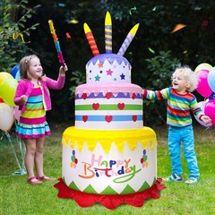 Giant 6FT Birthday Cake Inflatable – Yard Decor with Bright LED Lights