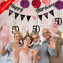 FASOTY 50th Birthday Decorations for Women Rose Gold 50th,
