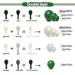 Green White Balloon Garland Double Latex Emerald Green Sand White Cream Grey …