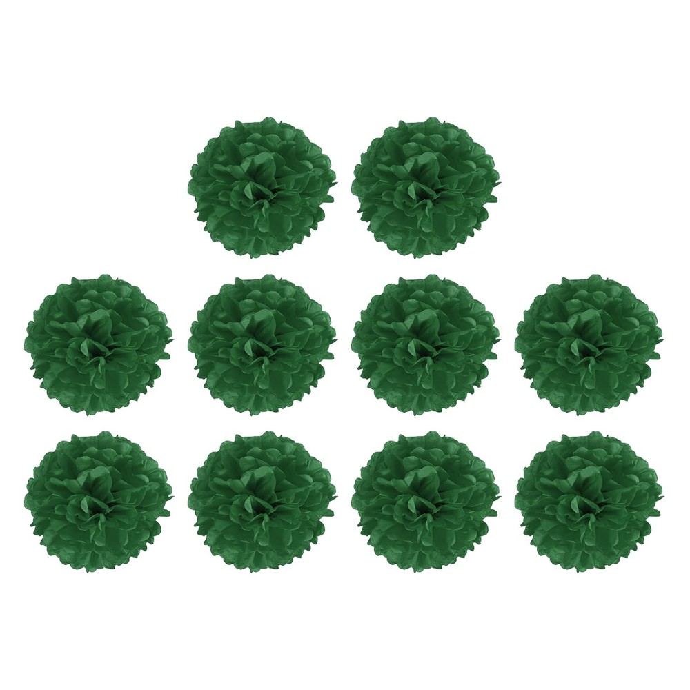 10 Pack Tissue Pom Poms Flowers 6 Inch Dark Green Wedding Birthday Decor