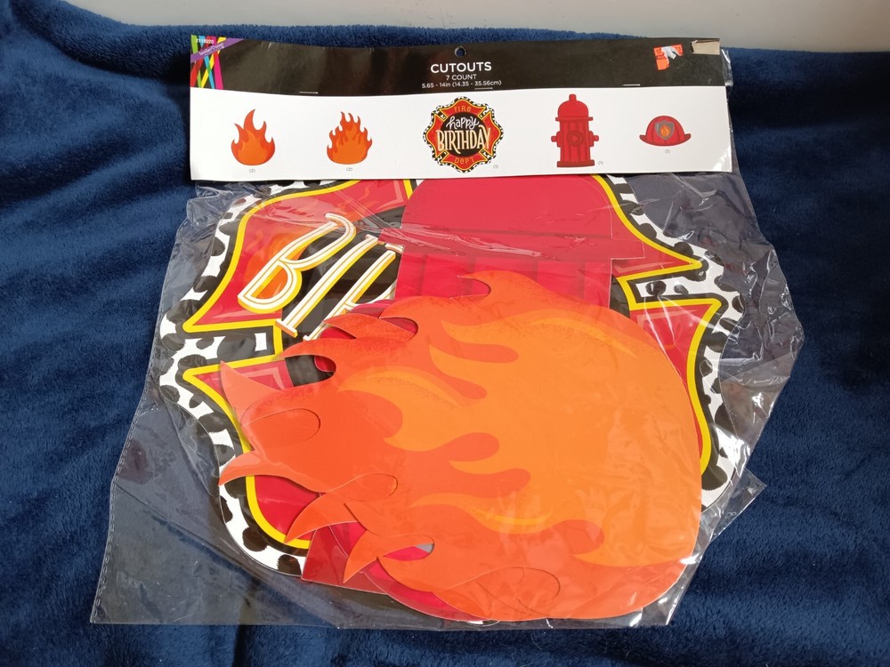 New Happy Birthday Large Cutouts, 7 Count, Firefighter Theme, 2013