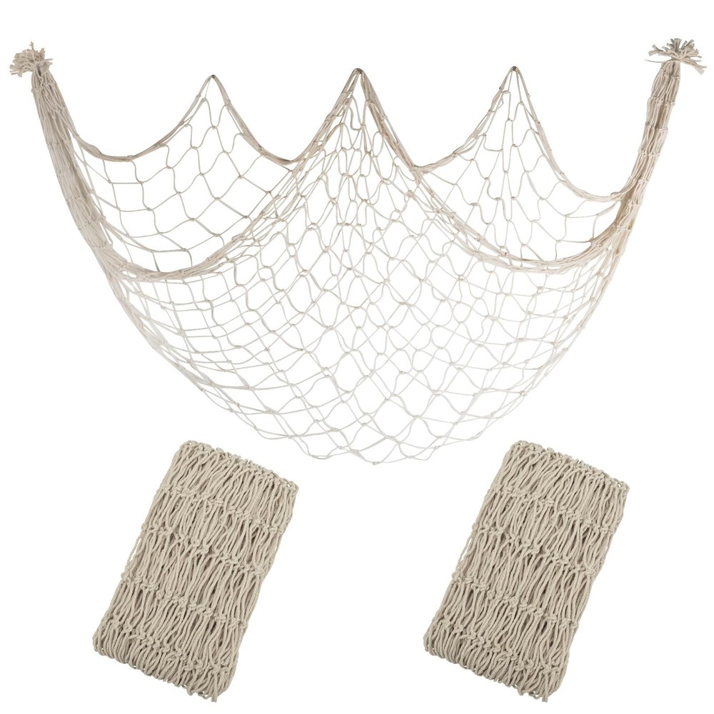 2 Pack Fish Net Decorations – 80×40 Inch Beige Fishing Net Decor for Under Th…
