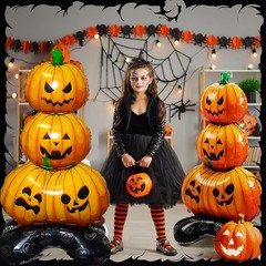 Halloween Balloons Set Large Foil Balloons for Indoor Outdoor Decorations Gift