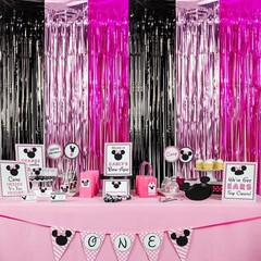 Cartoon Mouse Birthday Party Supplies, 3PCS Cute Mouse Foil Fringe Curtains |…