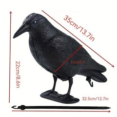 3 Pack Black Raven Decoy for Balcony Garden Roof Bird Scarer 35×32.5x22cm