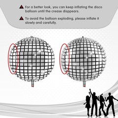 Disco Ball Balloons with Star Balloons, 22 Inch Metallic Silver Foil Balloon …