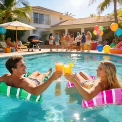 4 Pack Inflatable Pool Float Hammocks, 4-in-1 Water Floating Mesh Chair for A…