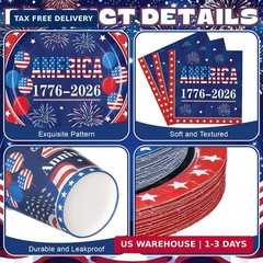 Zhehao 168 Pcs 250th Anniversary Decoration 4th of July Patriotic Disposable Pla