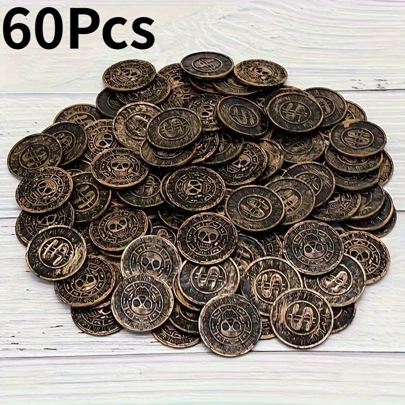 60 Skull and Cross Bones Coins – Pirate Theme Party