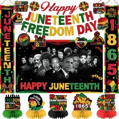 Juneteenth Decorations, 24Pcs Juneteenth Party Supplies Set with Happy Juneteent
