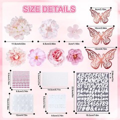 Graduation Cap Decorations Kit, 18PCS Artificial Silk Flowers with 3D Gold Butte