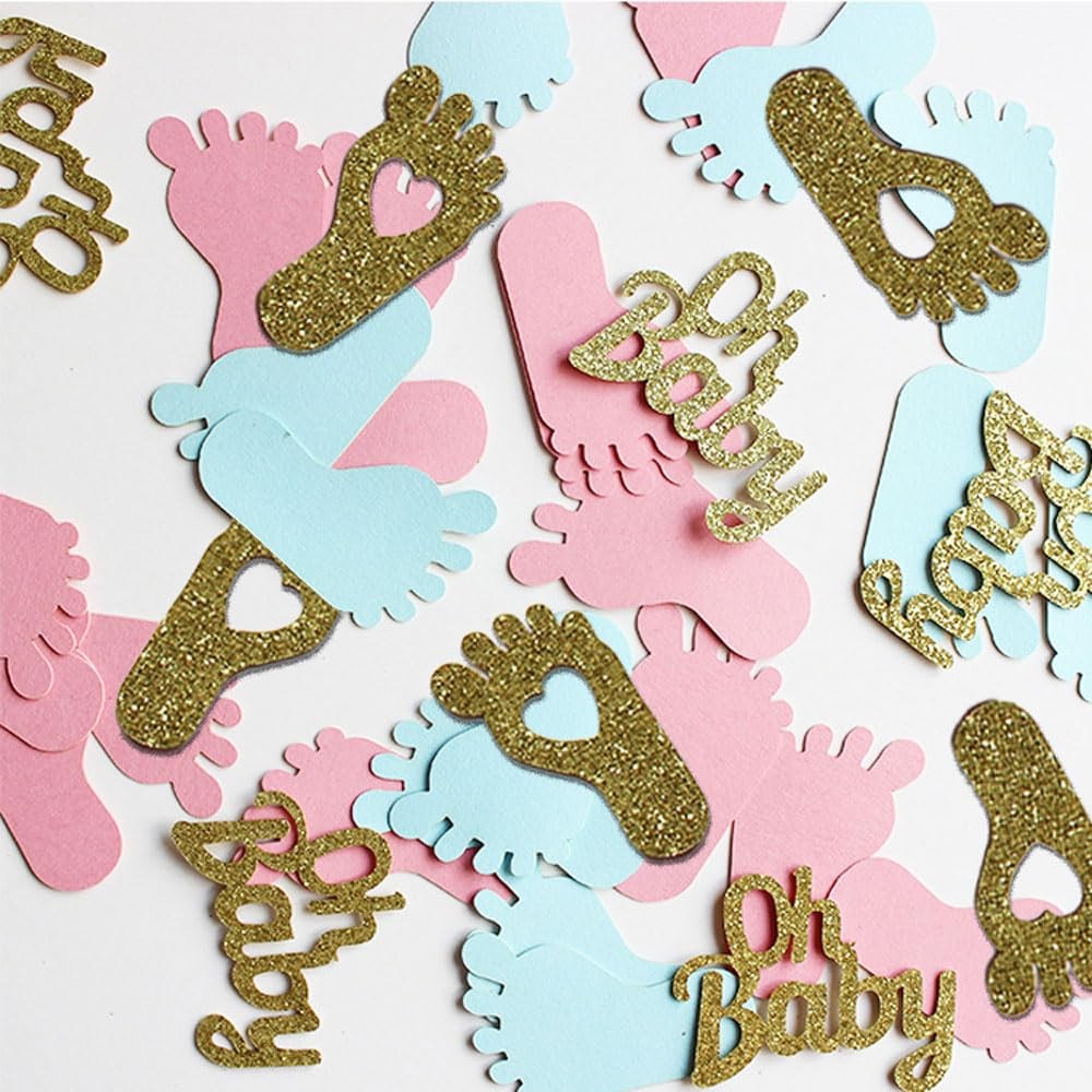100-PCS Light Pink, Blue Gender Reveal Confetti for Baby Shower Table Decor
