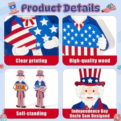 Uncle Sam Wooden Decoration – 5Pcs High Quality Wood Standing Patriotic Table…