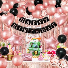 ZERODECO Birthday Party Decorations for Women, Rose Gold Black