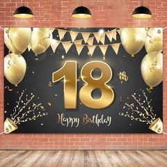Vibrant 6x4ft Polyester Happy 18th Birthday Backdrop Supplies for Parties