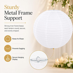 12 Inch White round Paper Lanterns (10 Pack)