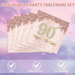 40PCS 90th Birthday Decorations for Women Rose Gold 90th Theme Birthday Party