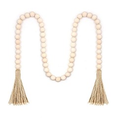 Dazzling Wooden Pearls on a String Accompanied by Lovely Decorative Tassels