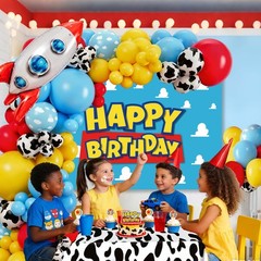 Cowboy and Space Birthday Decorations for Boys, Cartoon Theme Party Toy