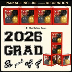 Black and Red Graduation Decorations Class of 2026 – Graduation Balloon Boxes…