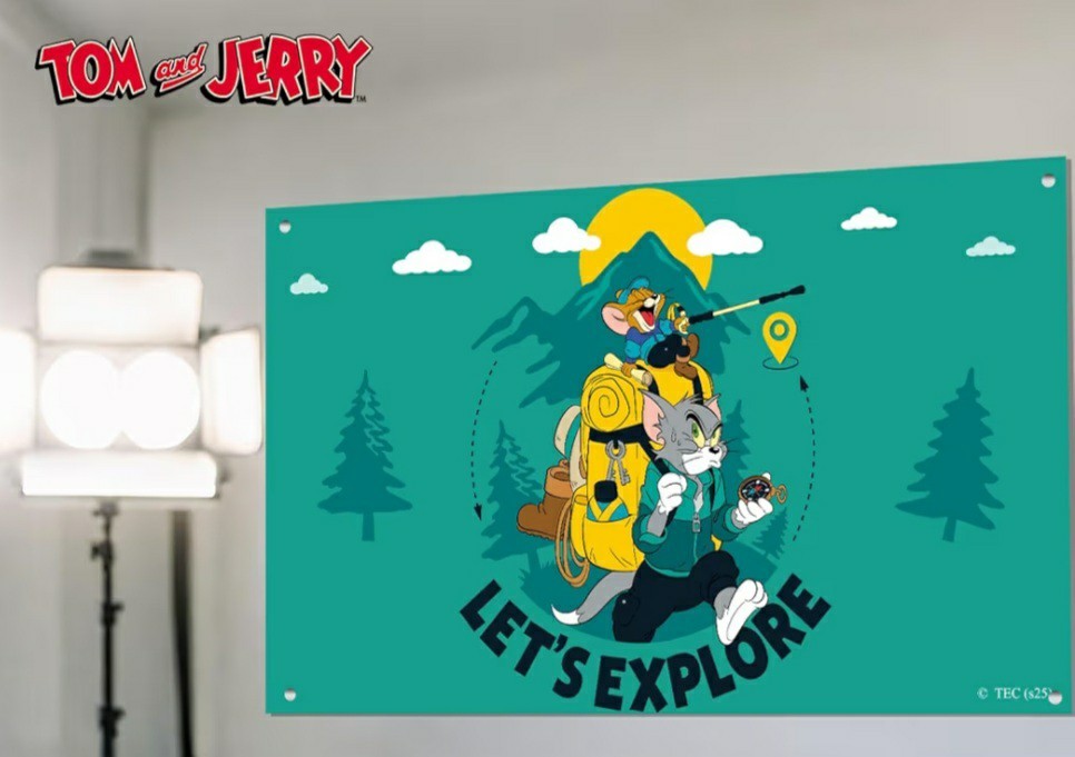 Tom And Jerry Party Backdrop/Wall Hanging «Let’s Explore» Approximately 3’x5″