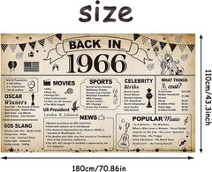 60Th Birthday Party Decorations, Vintage Back in 1966 Banner 60 Year Old Birthda