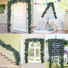 2Pack Artificial Eucalyptus Garland with Willow Leaves 6Feet Fake Hanging Plant