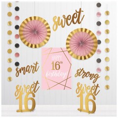 SWEET 16 Blush ROOM DECORATING KIT (12pc) Birthday Party Supplies Pink Rose Gold