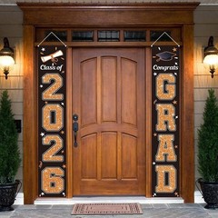 2026 Graduation Banner – Heavy Duty Orange & Black Congrats Grad Flags 71″x12″