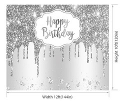 Silver and White 8×10 Happy Birthday Back Drop pre-owned
