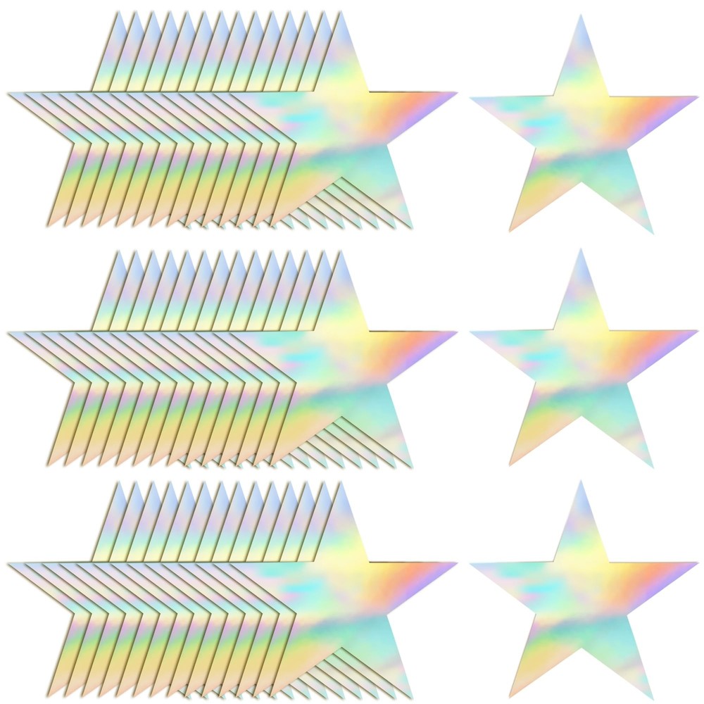 120 PCS Iridescent Five Star Cutouts Double Printed Paper Star Decorations St…