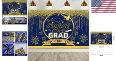 Stunning 2026 Blue & Gold Graduation Party Banner – Perfect for Photos and Decor