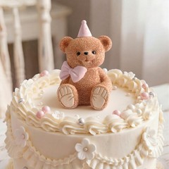 Teddy Bear Cake Topper Party Decoration Mini 3D Bow and Hat Bear Topper Decor…