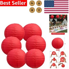Traditional Chinese Red Paper Lanterns – 6 Pack for Birthdays & Anniversaries