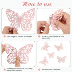 Magical 3D Pink Butterfly Wall Decor Set – Perfect for Celebrations, 48 Pcs