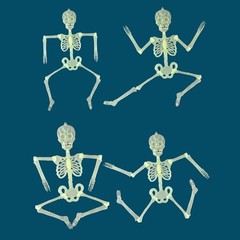 2PCS Luminous Halloween Human Skeleton Oversized Poseable Decor Party Prop 5FT