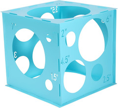 14 Holes Balloon Sizer Box Cube, Blue Plastic Balloon Measurement Box, Collapsib